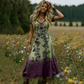 🌸2026 HOT SALE🔥-50%✨ Vintage Maxi Jurk 👗 Elegante V-hals & uniek kleurverloop