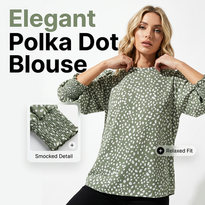 Camicetta casual da donna a pois con maniche a 3/4