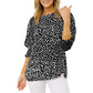 Camicetta casual da donna a pois con maniche a 3/4