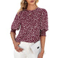 Camicetta casual da donna a pois con maniche a 3/4