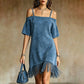 Abito da donna con spalle scoperte, spalline e frange