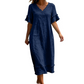 Abito midi da donna dalla vestibilità ampia, con scollo a V e nappine