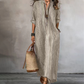 👗 Abito lungo da donna in stile bohémien a righe verticali, scollo a V – Maniche di media lunghezza, tessuto fluido, taglio ampio 🔥 -50%