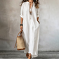 👗 Abito lungo da donna in stile bohémien a righe verticali, scollo a V – Maniche di media lunghezza, tessuto fluido, taglio ampio 🔥 -50%
