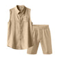 👔 Herren Leinen ärmelloses Hemd & Shorts Set – leicht, atmungsaktiv & vielseitig – perfekt für warme Tage, Strand & Freizeit – lässiger Look mit hohem Tragekomfort | Versandfrei