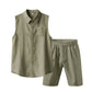 👔 Herren Leinen ärmelloses Hemd & Shorts Set – leicht, atmungsaktiv & vielseitig – perfekt für warme Tage, Strand & Freizeit – lässiger Look mit hohem Tragekomfort | Versandfrei