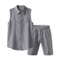 👔 Herren Leinen ärmelloses Hemd & Shorts Set – leicht, atmungsaktiv & vielseitig – perfekt für warme Tage, Strand & Freizeit – lässiger Look mit hohem Tragekomfort | Versandfrei