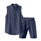👔 Herren Leinen ärmelloses Hemd & Shorts Set – leicht, atmungsaktiv & vielseitig – perfekt für warme Tage, Strand & Freizeit – lässiger Look mit hohem Tragekomfort | Versandfrei