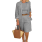 Dames Casual Tweedelige Set met Open Voorkant Top & Shorts
