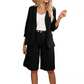 Dames Casual Tweedelige Set met Open Voorkant Top & Shorts