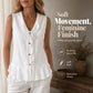 Top da donna senza maniche con bordi a volant e scollo a V