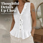 Top da donna senza maniche con bordi a volant e scollo a V