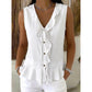 Top da donna senza maniche con bordi a volant e scollo a V