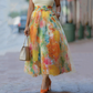 ⌛Offerta a tempo limitato – Gonna midi in tulle con motivo floreale acquerellato da donna
