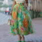 ⌛Offerta a tempo limitato – Gonna midi in tulle con motivo floreale acquerellato da donna