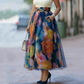 ⌛Offerta a tempo limitato – Gonna midi in tulle con motivo floreale acquerellato da donna
