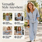 Set da donna composto da un top con scollo a V, stampa a quadri e volant sulle maniche, e un paio di pantaloni
