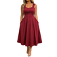 🔥SCONTO DEL 50% - OLTRE 50.000 PEZZI VENDUTI👗Abito midi da donna a trapezio con vita incrociata che nasconde il ventre e il grasso sui fianchi