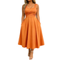 🔥SCONTO DEL 50% - OLTRE 50.000 PEZZI VENDUTI👗Abito midi da donna a trapezio con vita incrociata che nasconde il ventre e il grasso sui fianchi