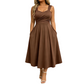 🔥SCONTO DEL 50% - OLTRE 50.000 PEZZI VENDUTI👗Abito midi da donna a trapezio con vita incrociata che nasconde il ventre e il grasso sui fianchi