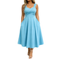 🔥SCONTO DEL 50% - OLTRE 50.000 PEZZI VENDUTI👗Abito midi da donna a trapezio con vita incrociata che nasconde il ventre e il grasso sui fianchi