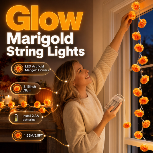 Ghirlanda luminosa a LED con fiori di calendula artificiali
