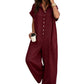 🚀 Neu eingetroffen – 50% Probierpreis! Lässiger, locker sitzender Kurzarm-Jumpsuit mit Knöpfen für Damen