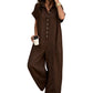 🚀 Neu eingetroffen – 50% Probierpreis! Lässiger, locker sitzender Kurzarm-Jumpsuit mit Knöpfen für Damen