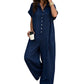 🚀 Neu eingetroffen – 50% Probierpreis! Lässiger, locker sitzender Kurzarm-Jumpsuit mit Knöpfen für Damen