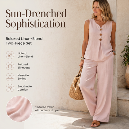 📈 Best seller n. 1 – subito il 50% di sconto! Set composto da top da donna senza maniche con bottoni e pantaloni larghi