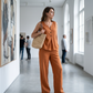 📈 Best seller n. 1 – subito il 50% di sconto! Set composto da top da donna senza maniche con bottoni e pantaloni larghi