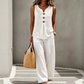 📈 Best seller n. 1 – subito il 50% di sconto! Set composto da top da donna senza maniche con bottoni e pantaloni larghi