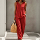 📈 Best seller n. 1 – subito il 50% di sconto! Set composto da top da donna senza maniche con bottoni e pantaloni larghi
