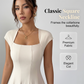 Elegante abito da donna dalla linea ad A con scollo quadrato, modello aderente, abito lungo