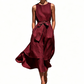 🔥-50%👗 Abito lungo da donna senza maniche – Cintura a cravatta, vita alta, taglio fluido