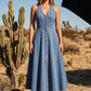 👗 Denim Jurk voor Dames – Mouwloos, V-Hals & Open Rug | Comfortabele Zomerstijl ☀️