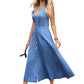 👗 Denim Jurk voor Dames – Mouwloos, V-Hals & Open Rug | Comfortabele Zomerstijl ☀️