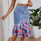 Gonna a sirena in denim a vita alta da donna