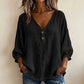 🔥-50%👕 Top casual da donna con scollo a V – Maniche a 3/4 a sbuffo in tessuto testurizzato
