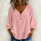 🔥-50%👕 Top casual da donna con scollo a V – Maniche a 3/4 a sbuffo in tessuto testurizzato