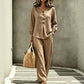 🔥-50%👗 Set da donna con top con scollo a V e pantaloni larghi – Outfit casual a due pezzi🍃, perfetto sia a casa che in città
