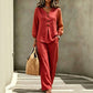 🔥-50%👗 Set da donna con top con scollo a V e pantaloni larghi – Outfit casual a due pezzi🍃, perfetto sia a casa che in città