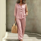 🔥-50%👗 Set da donna con top con scollo a V e pantaloni larghi – Outfit casual a due pezzi🍃, perfetto sia a casa che in città