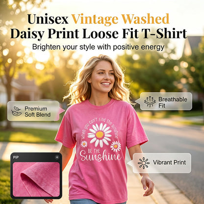 ⏳Sconto del 50% a tempo limitato⏰Maglietta dal taglio ampio con stampa vintage “Daisy” slavata🌼👚