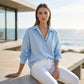 Camicia da donna casual, dalla vestibilità ampia, con chiusura a metà bottoni