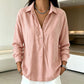 Camicia da donna casual, dalla vestibilità ampia, con chiusura a metà bottoni
