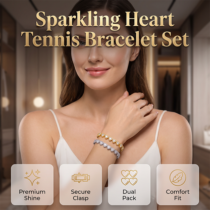 ✨ SCONTO DEL 50% – Bracciale a maglie a forma di cuore scintillante, in stile tennis, delicato e brillante, che si abbina perfettamente a qualsiasi outfit
