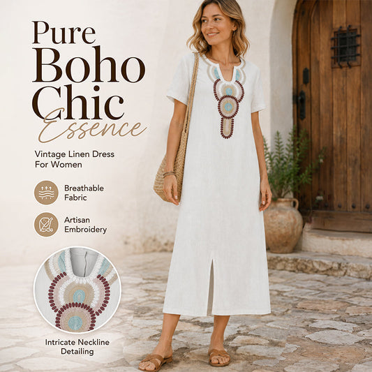 🌙 L'offerta scade oggi a mezzanotte: non perdetevela, altrimenti dovrete aspettare un anno! Abito lungo da donna ricamato con spacco frontale