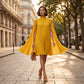 Aktueller Trend⭐💃 Anmutiges Plisseekleid mit Cape-Silhouette