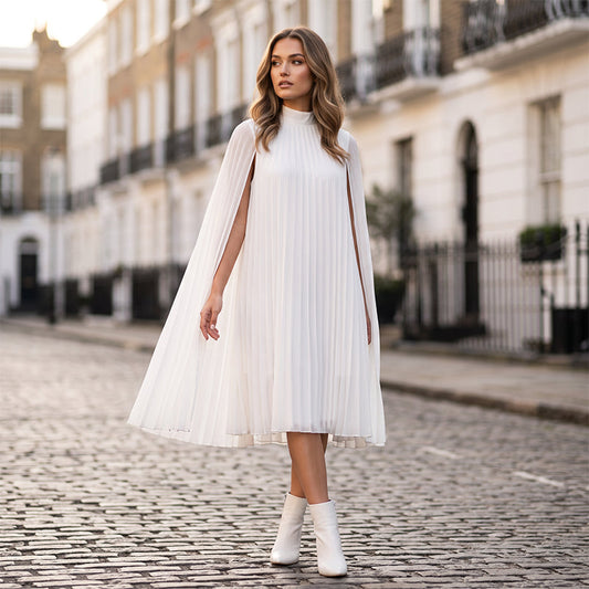 Tendenza del momento⭐💃 Grazioso abito plissettato con silhouette a mantella